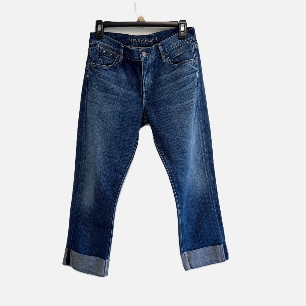 CITIZENS OF HUMANITY Dani Jeans Cropped Straight Leg. Blue. Tailored waist.